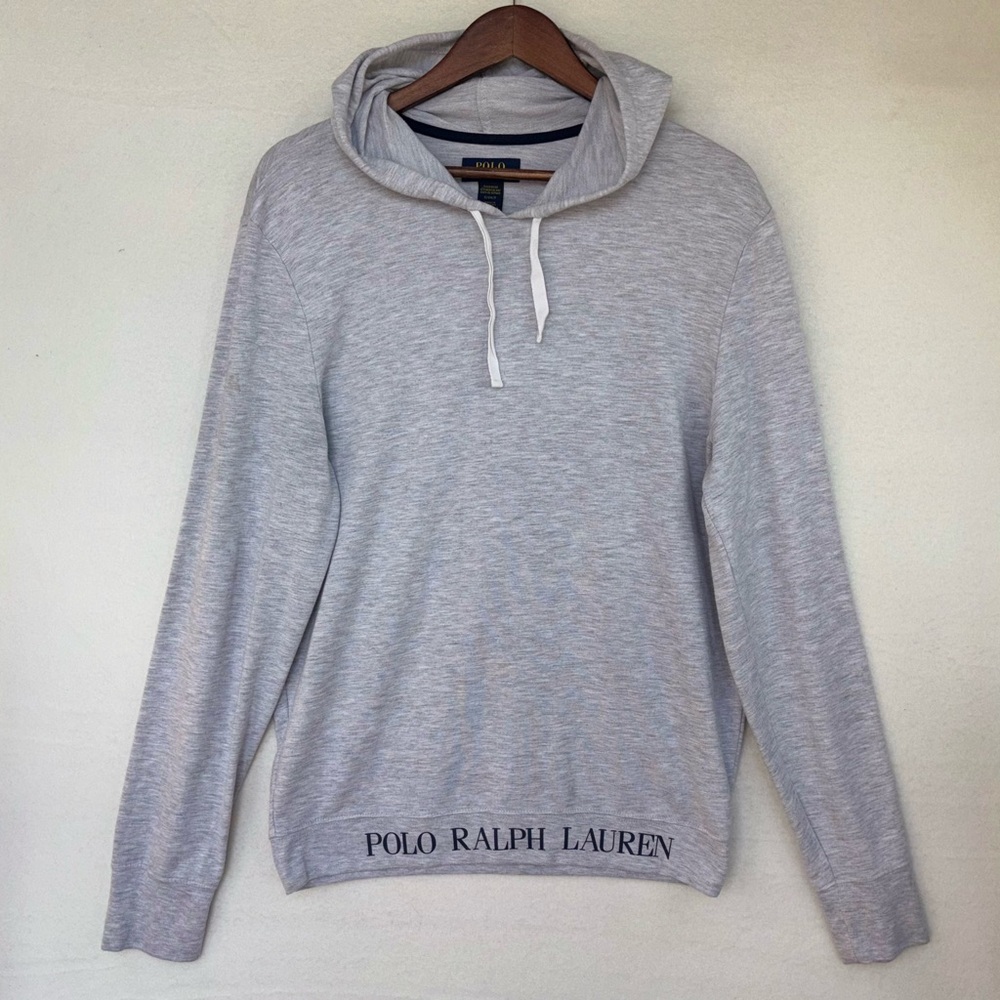 VINTAGE POLO RALPH LAUREN Gray Pullover Hoodie Lounge Comfy Long‎ Sleeve Small